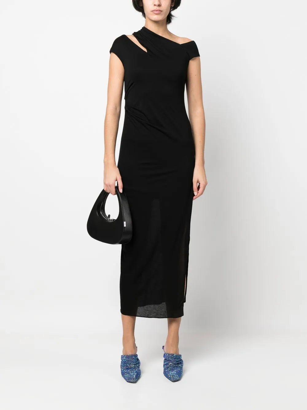 Asymmetric Jersey Midi-Dress