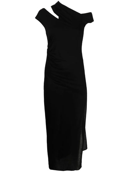 Asymmetric Jersey Midi-Dress