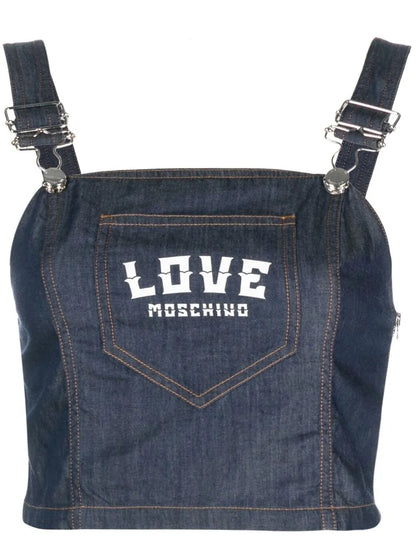 Logo-Print Denim Top