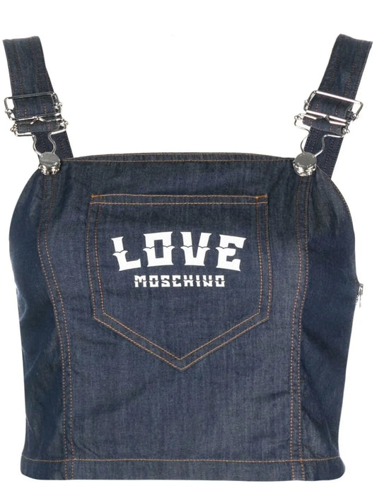 Logo-Print Denim Top