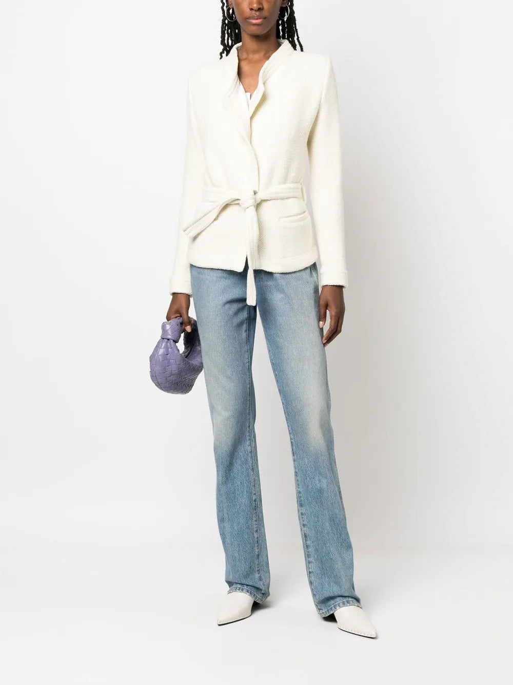 Embossed-Finish Belted Jacket