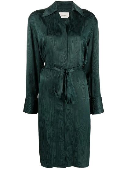 Metallic-Sheen Shirt Dress