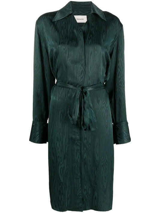 Metallic-Sheen Shirt Dress