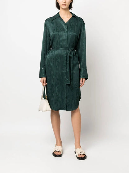 Metallic-Sheen Shirt Dress