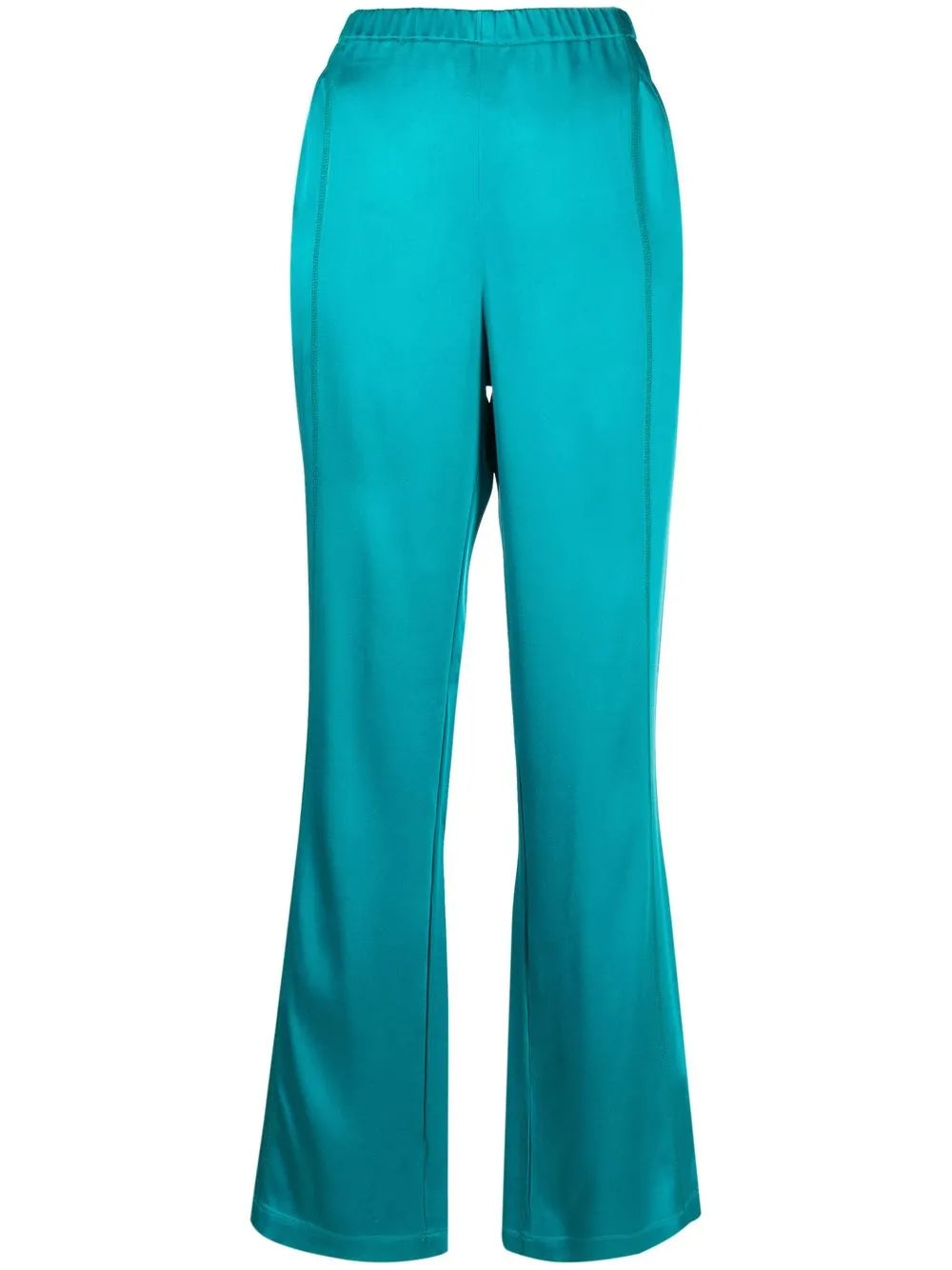 High-Waisted Flared Satin Trousers