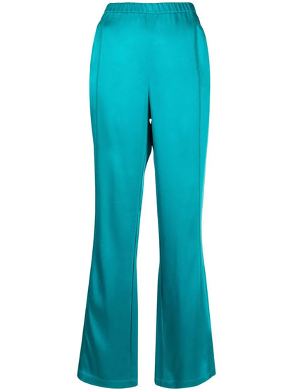 High-Waisted Flared Satin Trousers