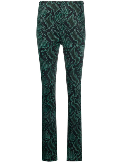 Snakeskin-Print Flared Trousers