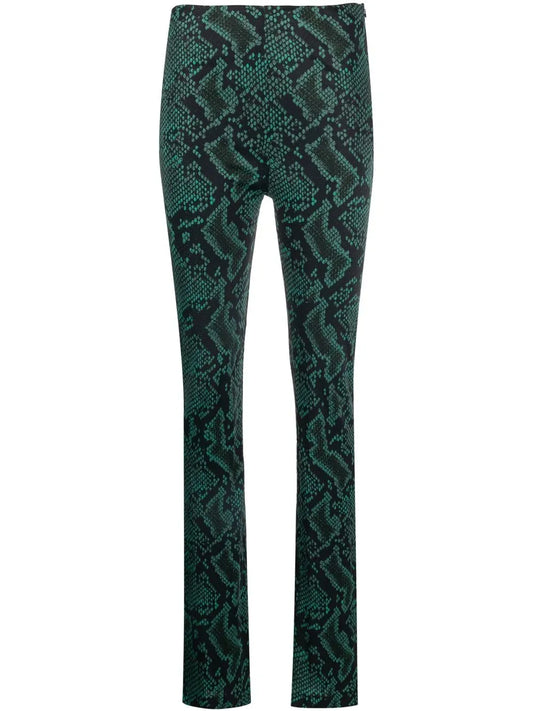 Snakeskin-Print Flared Trousers