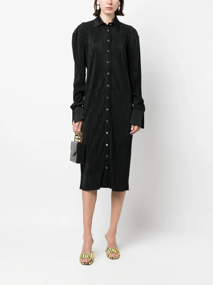 Pleated Shirt Midi Dress