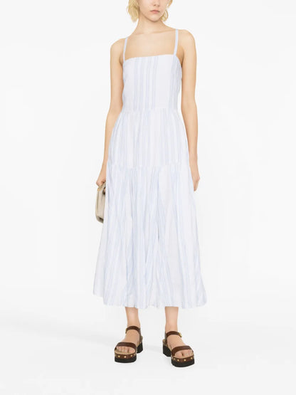 Striped Linen Midi Dress