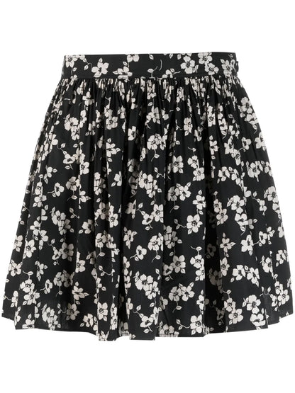 Floral-Print A-Line Miniskirt