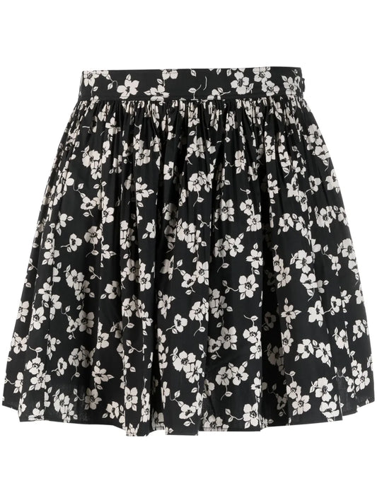 Floral-Print A-Line Miniskirt