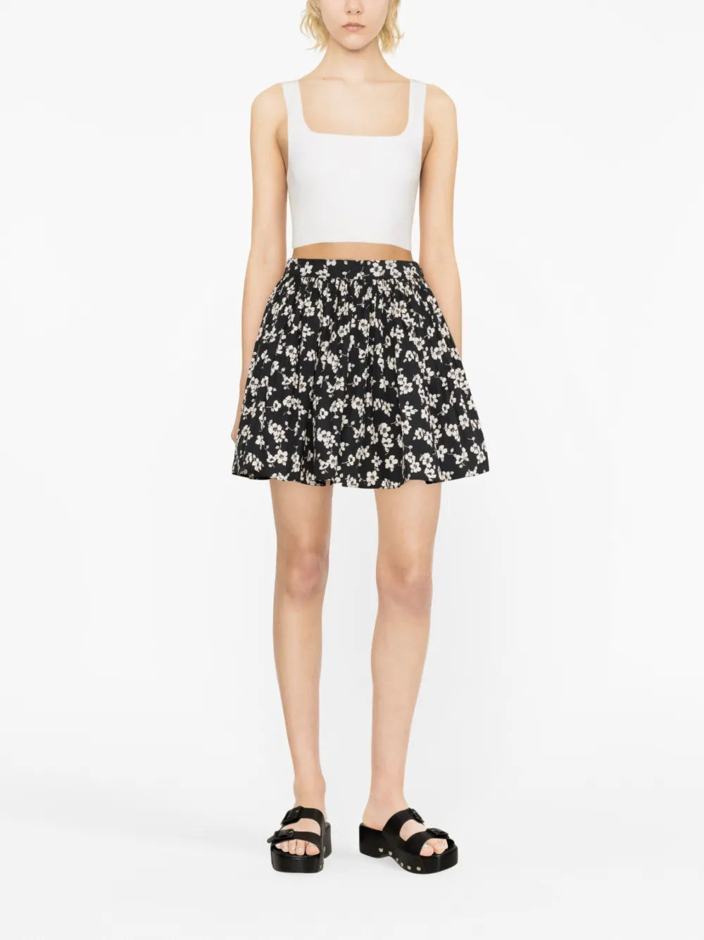 Floral-Print A-Line Miniskirt