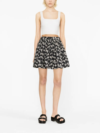 Floral-Print A-Line Miniskirt