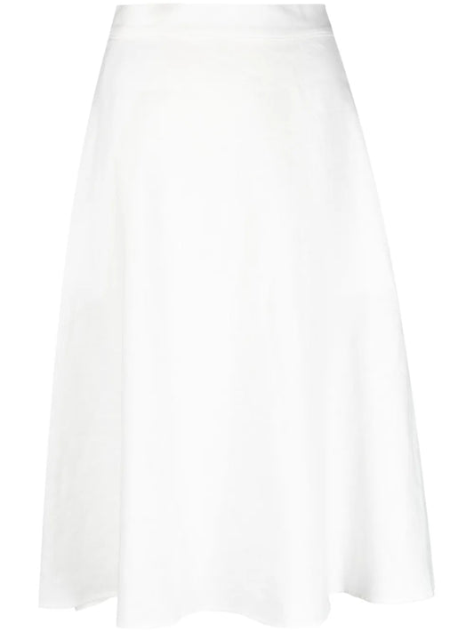 High-Waist Linen Midi Skirt