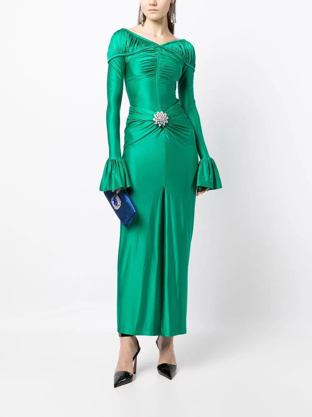 Flounce-Sleeved Draped Top