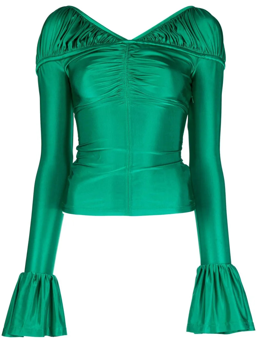 Flounce-Sleeved Draped Top