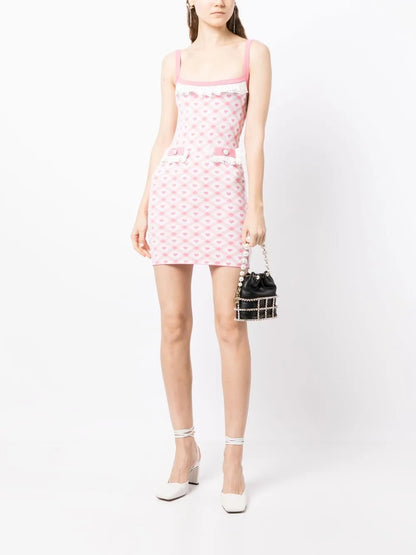 Heart-Print Knit Minidress