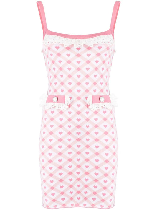 Heart-Print Knit Minidress