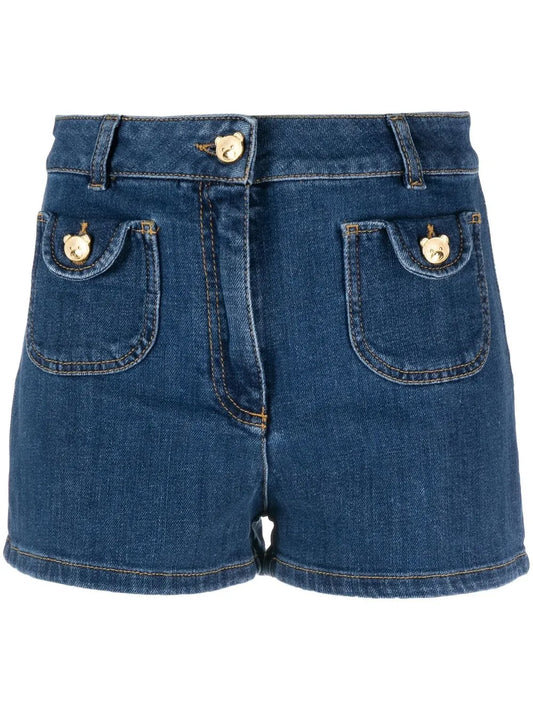 Bear Button Denim Shorts