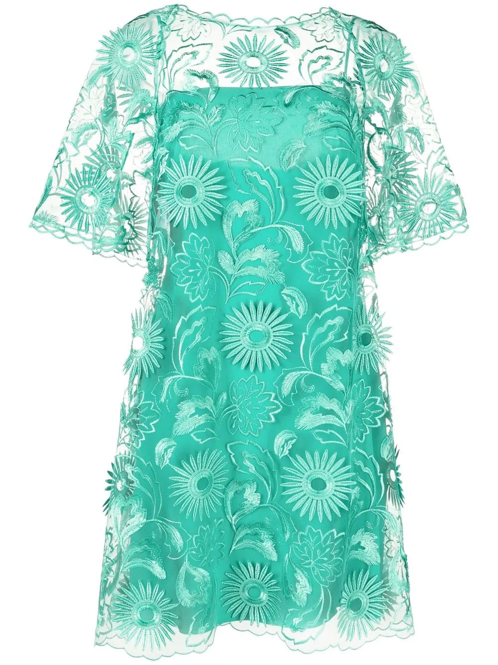 Floral-Embroidered Mini Dress