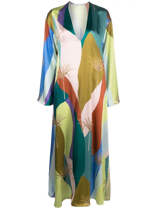 Graphic-Print Silk Maxi Dress