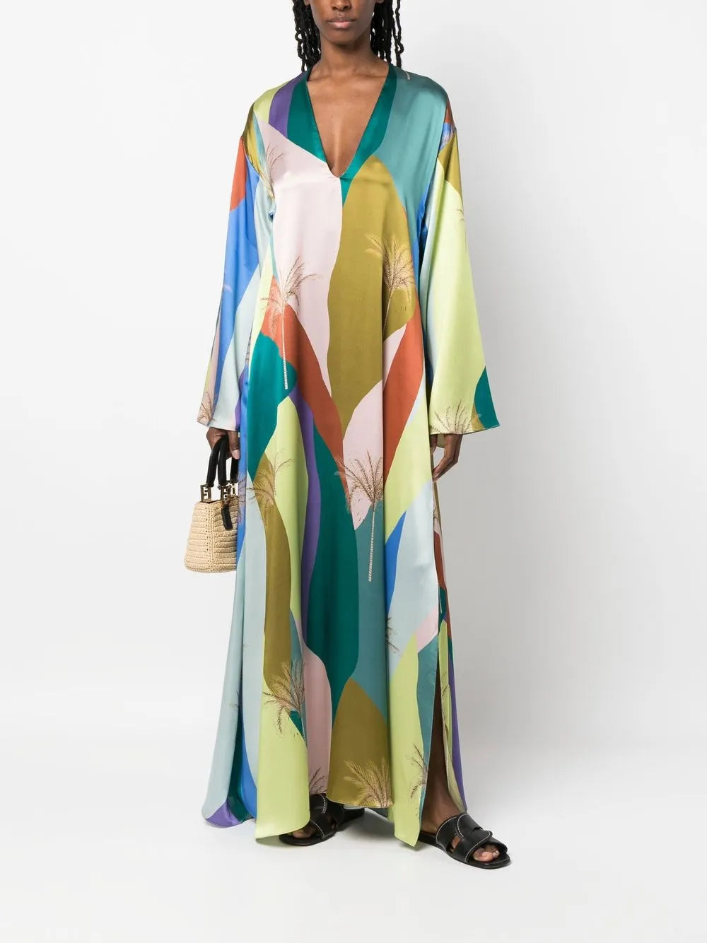 Graphic-Print Silk Maxi Dress