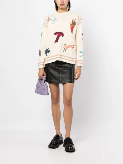 Contrast-Stitching Mini Skirt