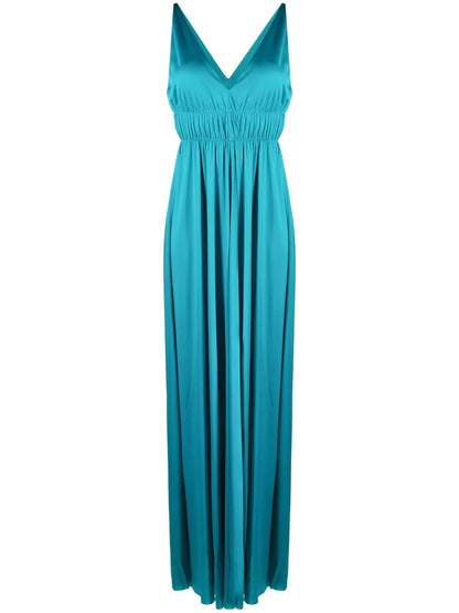 V-Neck Pleated Maxi Dress