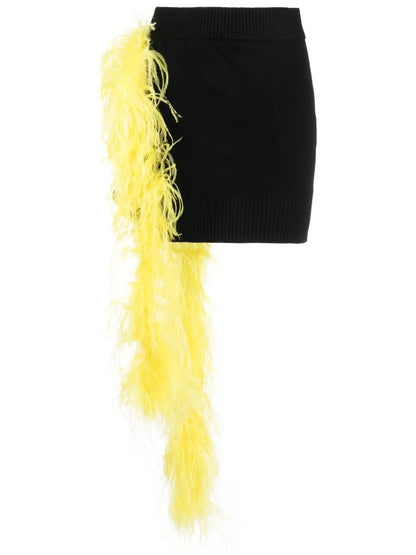 Feather-Embellished Mini Skirt