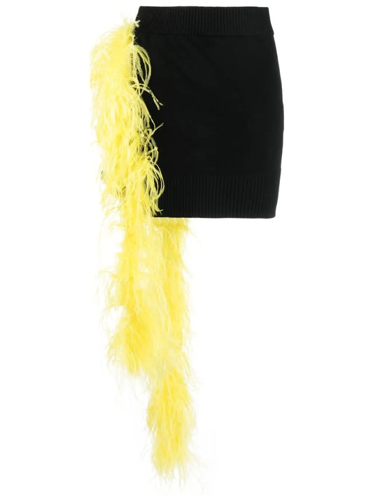 Feather-Embellished Mini Skirt