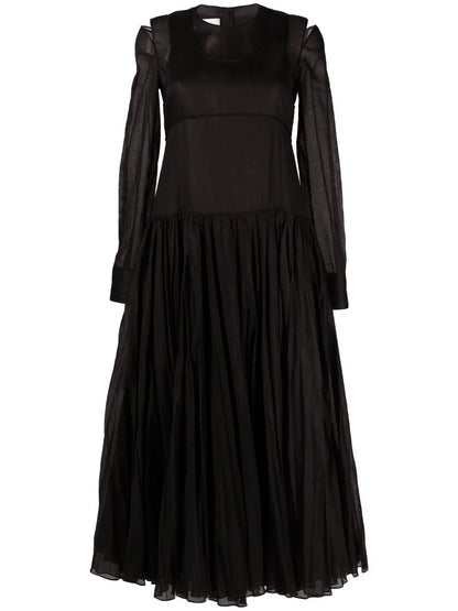 Pleat-Detail Midi Dress