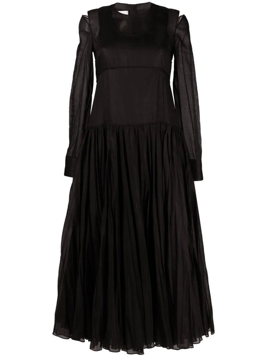 Pleat-Detail Midi Dress