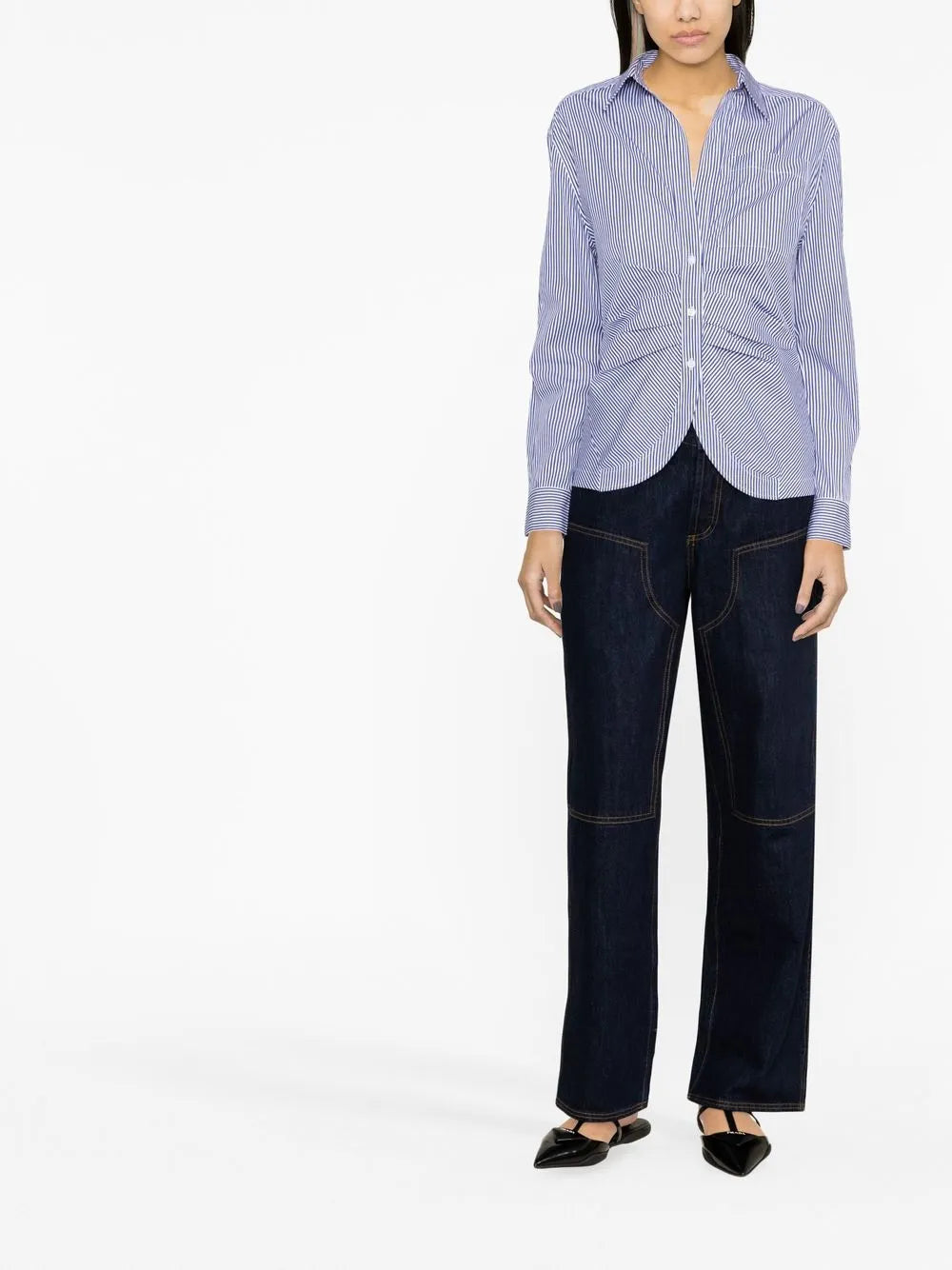 Sierra Pinstriped Stretch-Poplin Shirt