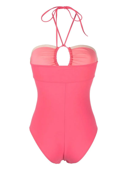 Halterneck-Fastening Detail Swimsuit