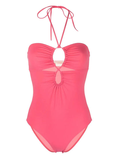 Halterneck-Fastening Detail Swimsuit