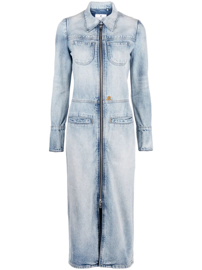 Knee-Length Denim Jacket
