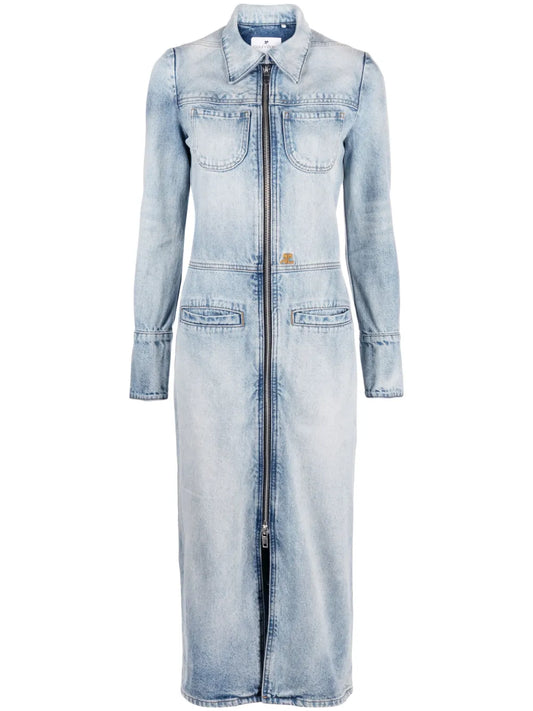 Knee-Length Denim Jacket