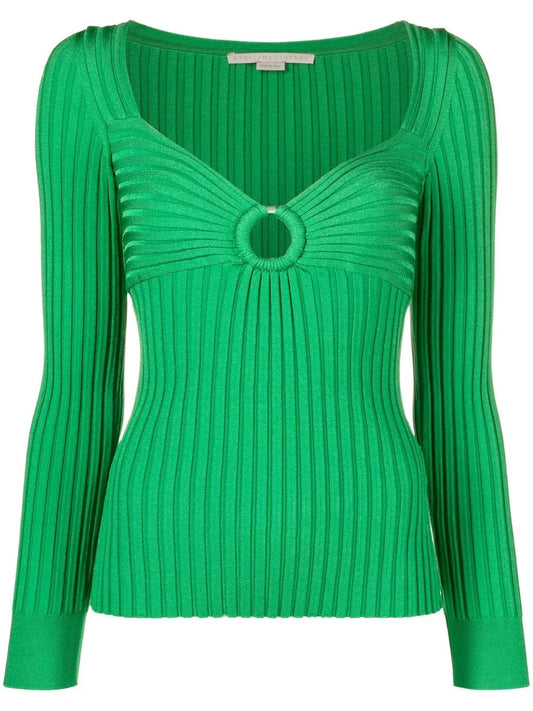 Cut-Out Ribbed Knitted Top