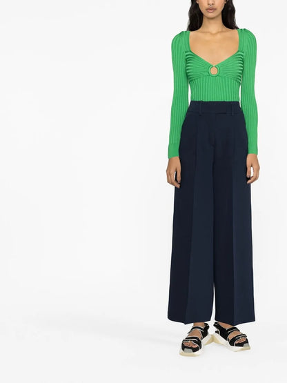 Cut-Out Ribbed Knitted Top