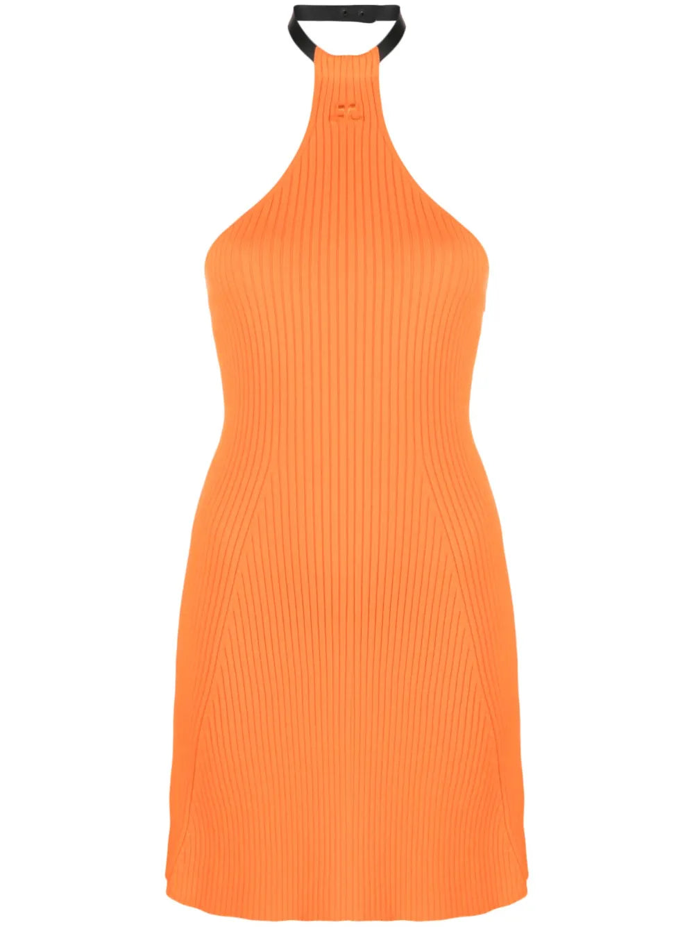 Halterneck Ribbed-Knit Minidress