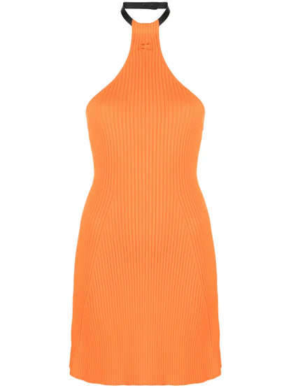 Halterneck Ribbed-Knit Minidress