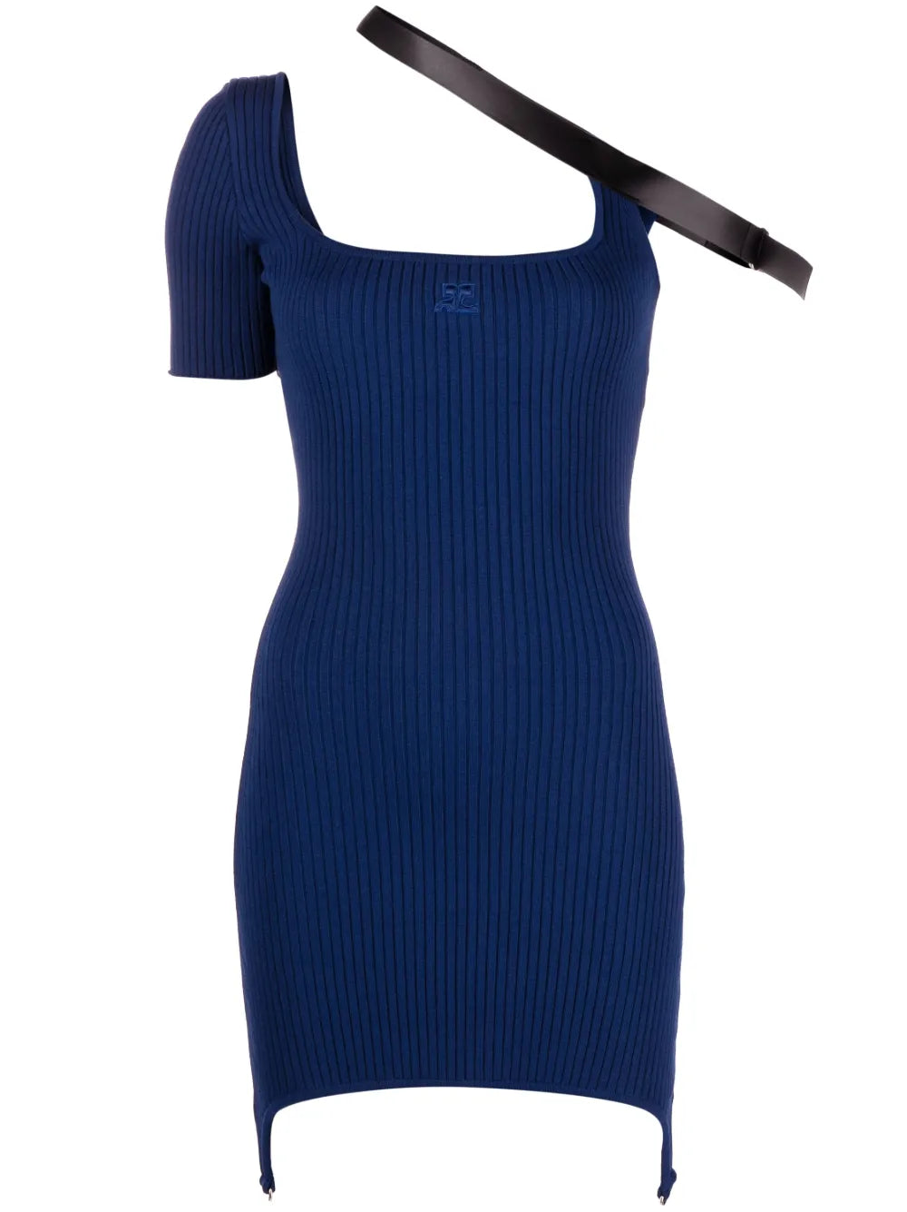 Strap-Detail Asymmetric Mini Dress
