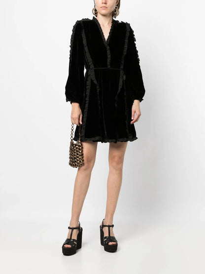 Ruffle-Trim Mini Dress