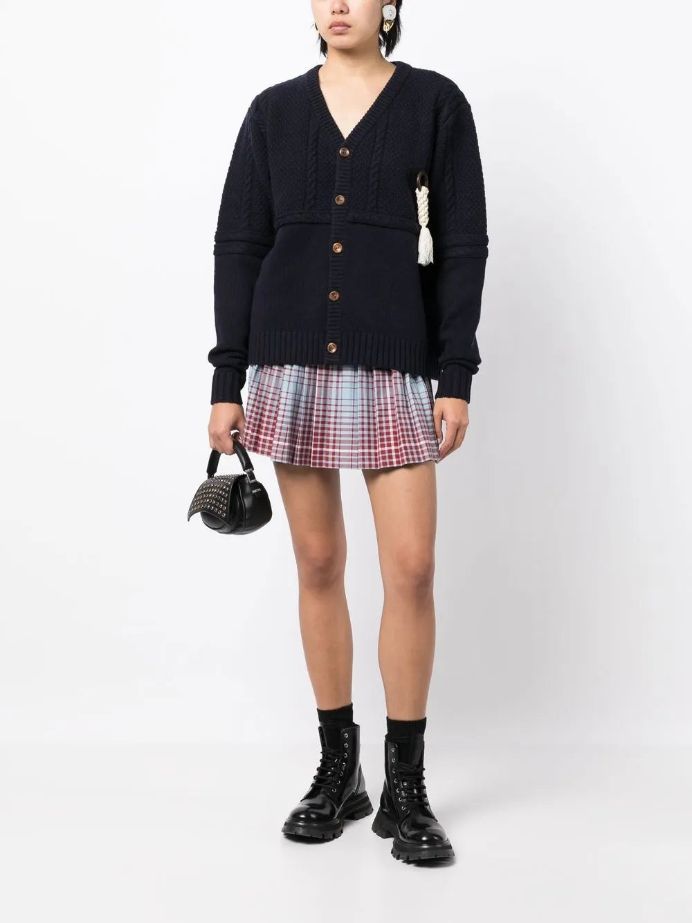 Cable-Knit Panelled Cardigan