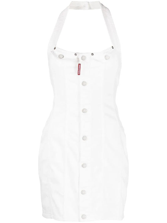 Halterneck Denim Dress