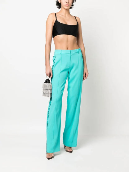 Lace-Up Detail Straight-Leg Trousers
