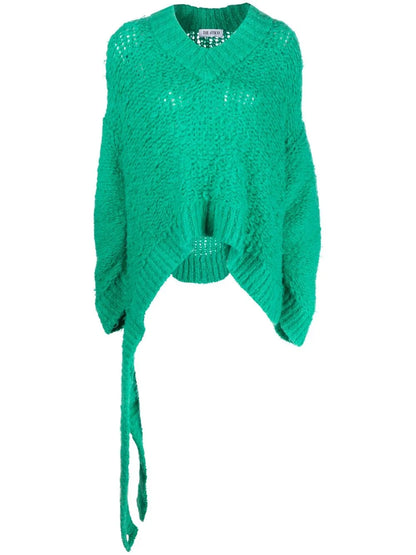 Open-Knit V-Neck Jumper