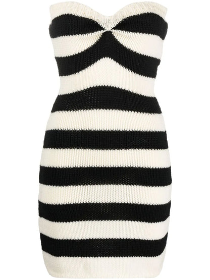 Striped Strapless Knitted Dress