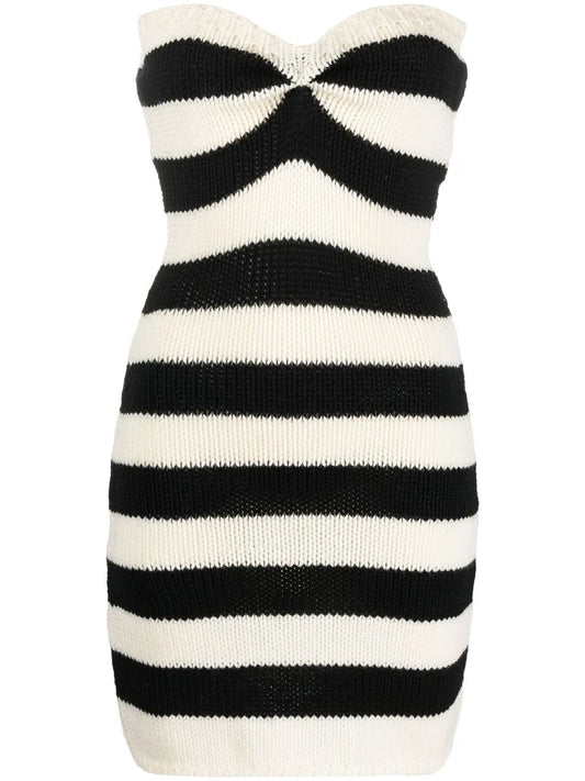Striped Strapless Knitted Dress